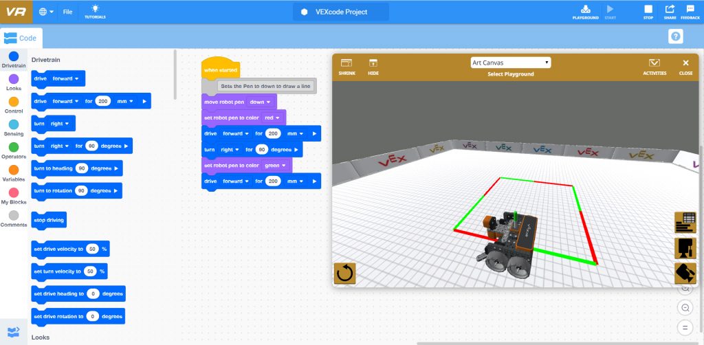 VEXcode VR Online Bilişim Robotik Kodlama Ders Müfredatı ve Uzaktan Eğitimi